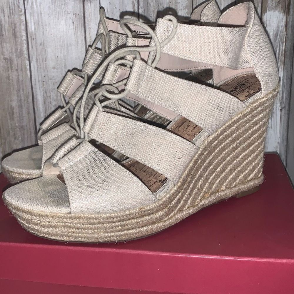 Merona Lace Up Espadrille Wedge Platform Sandals Size 9‎